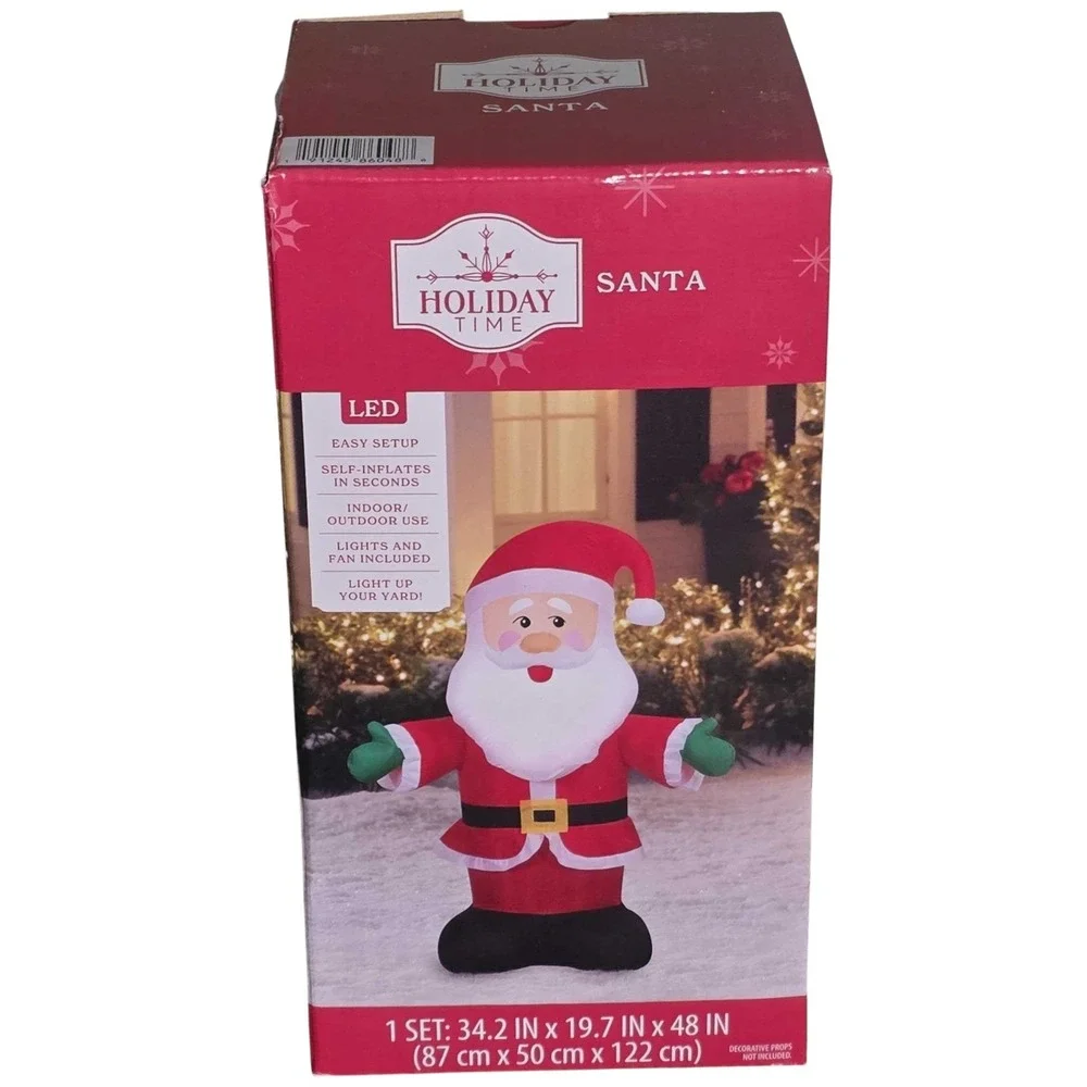 Holiday‎ Time 4 ft Santa Claus Christmas Airblown Inflatable LED Yard Decor NEW